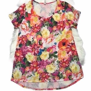 Cottagecore Floral T Shirt Tee Tunic Top Lagenlook Loose Fit Oversized Rosette